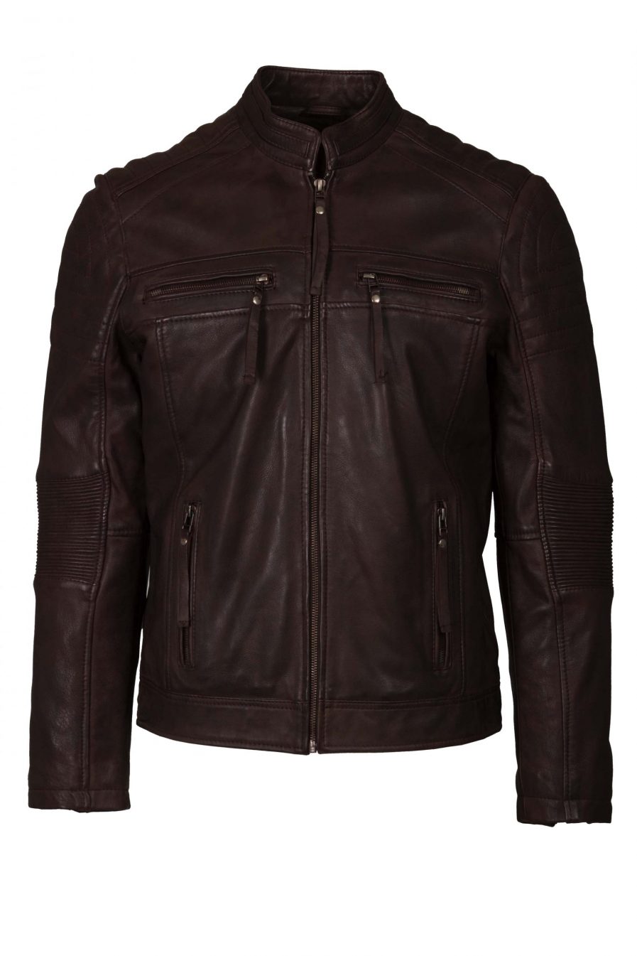 Men's Dark Brown Leather Jacket - Biker Style