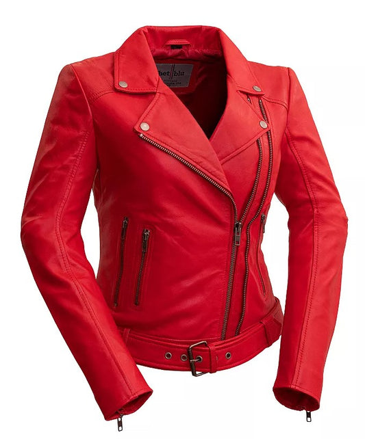 Red Leather Biker Jacket