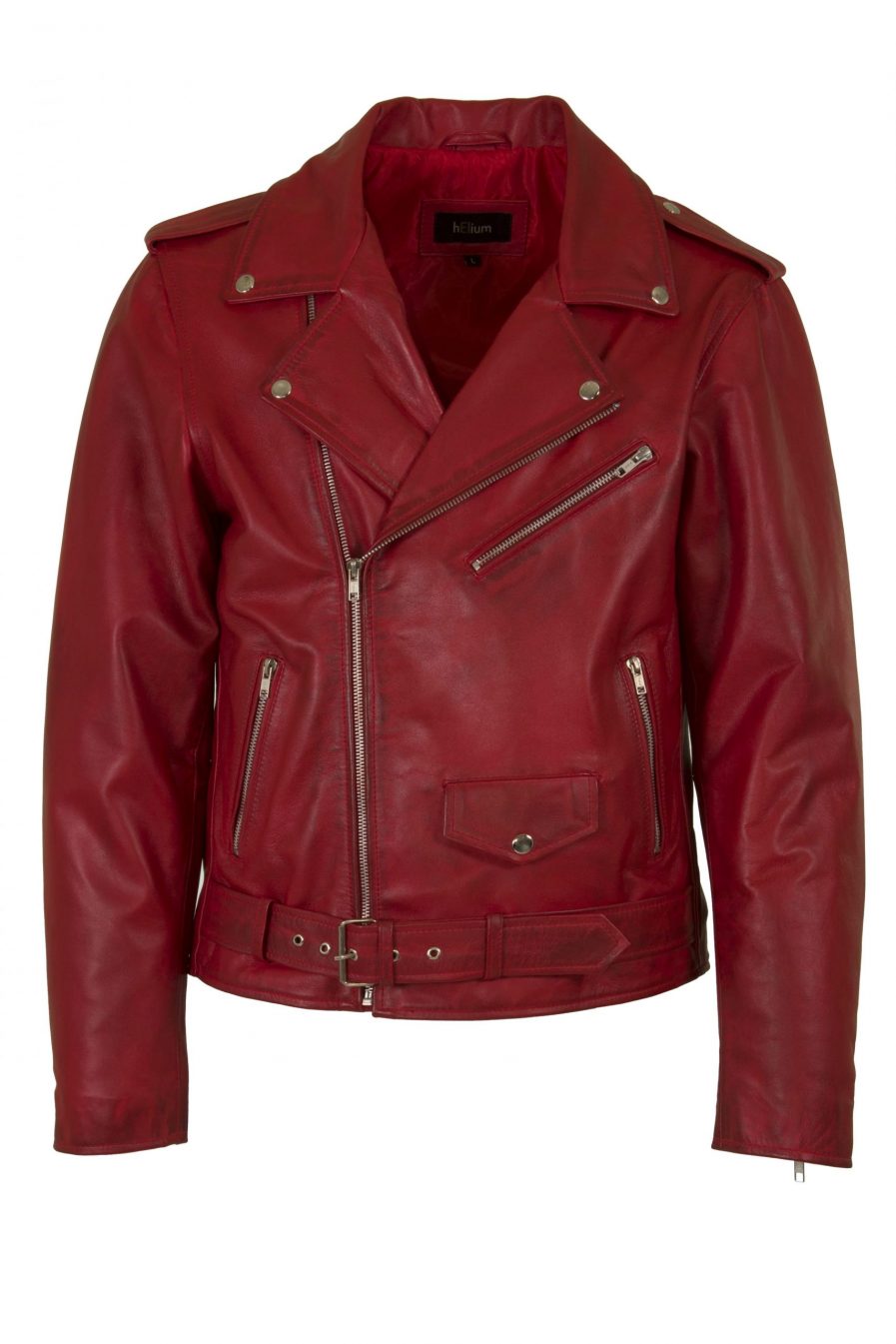 Bold Red Leather Biker Jacket