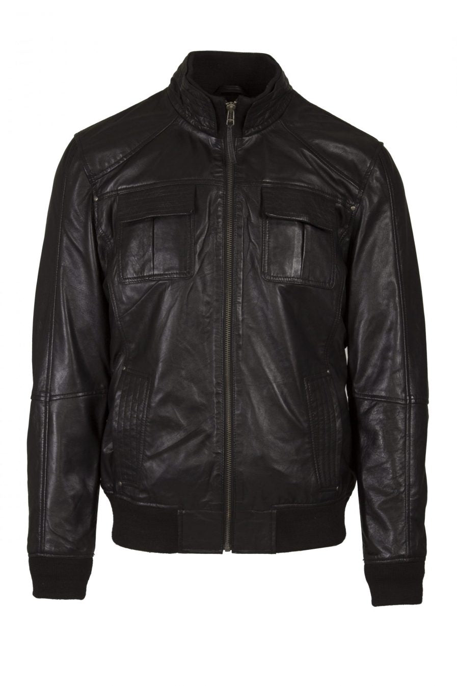 Black Leather Bomber Jacket