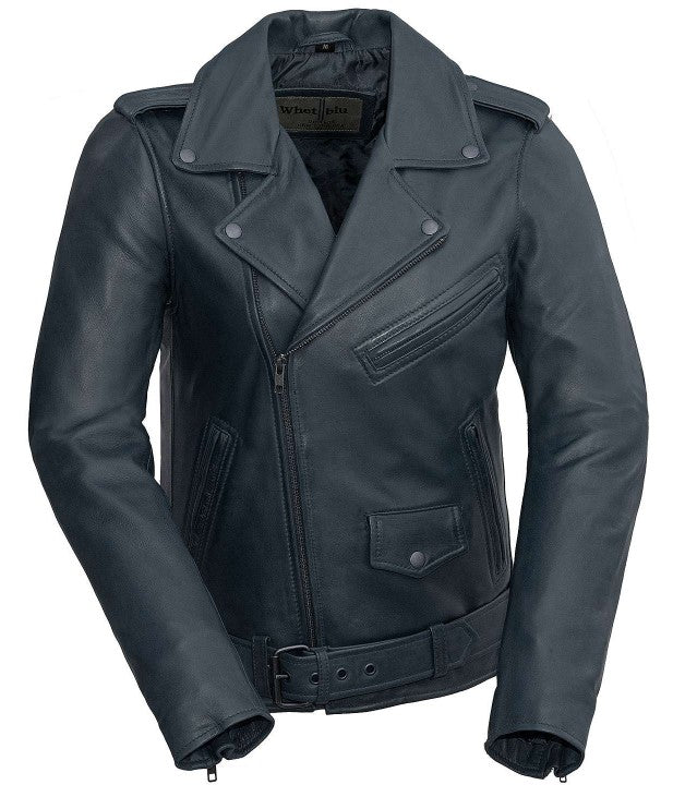 Dark Green Leather Biker Jacket