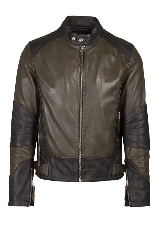 Two-Tone Leather Biker Jacket