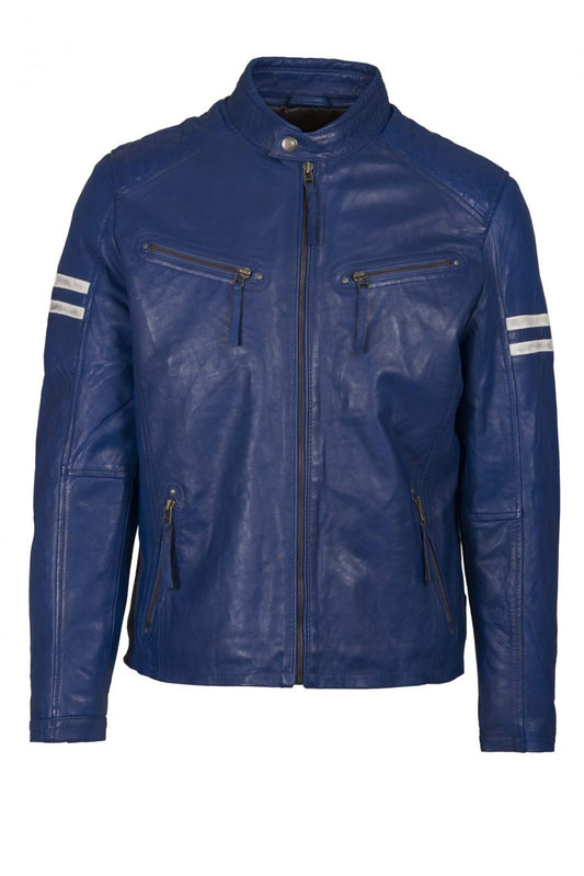 Stylish Blue Leather Jacket