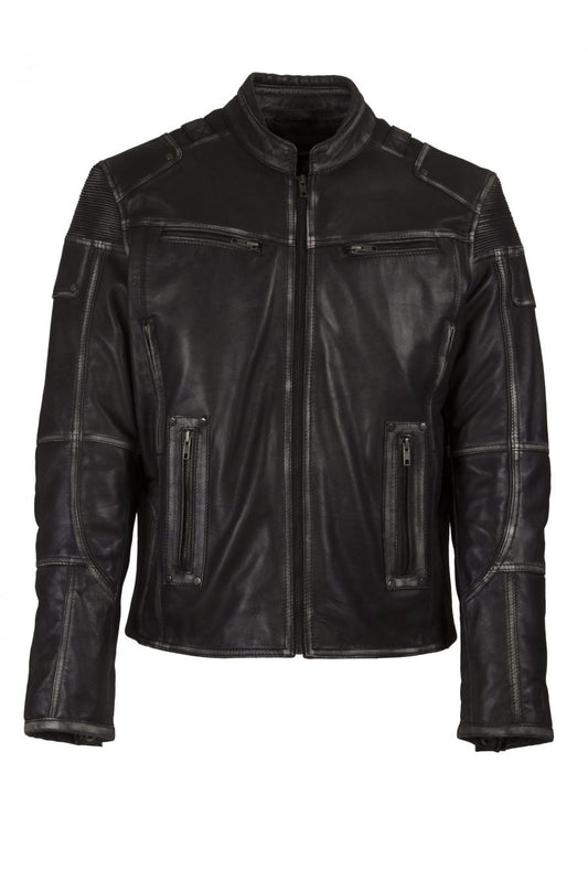 Black Leather Biker Style Jacket