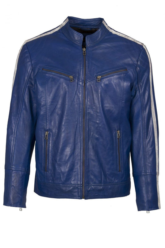 Stylish Blue Leather Jacket