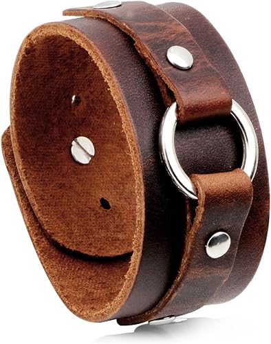 Circle Pattern Wristband Wide Leather Cuff Bracelet