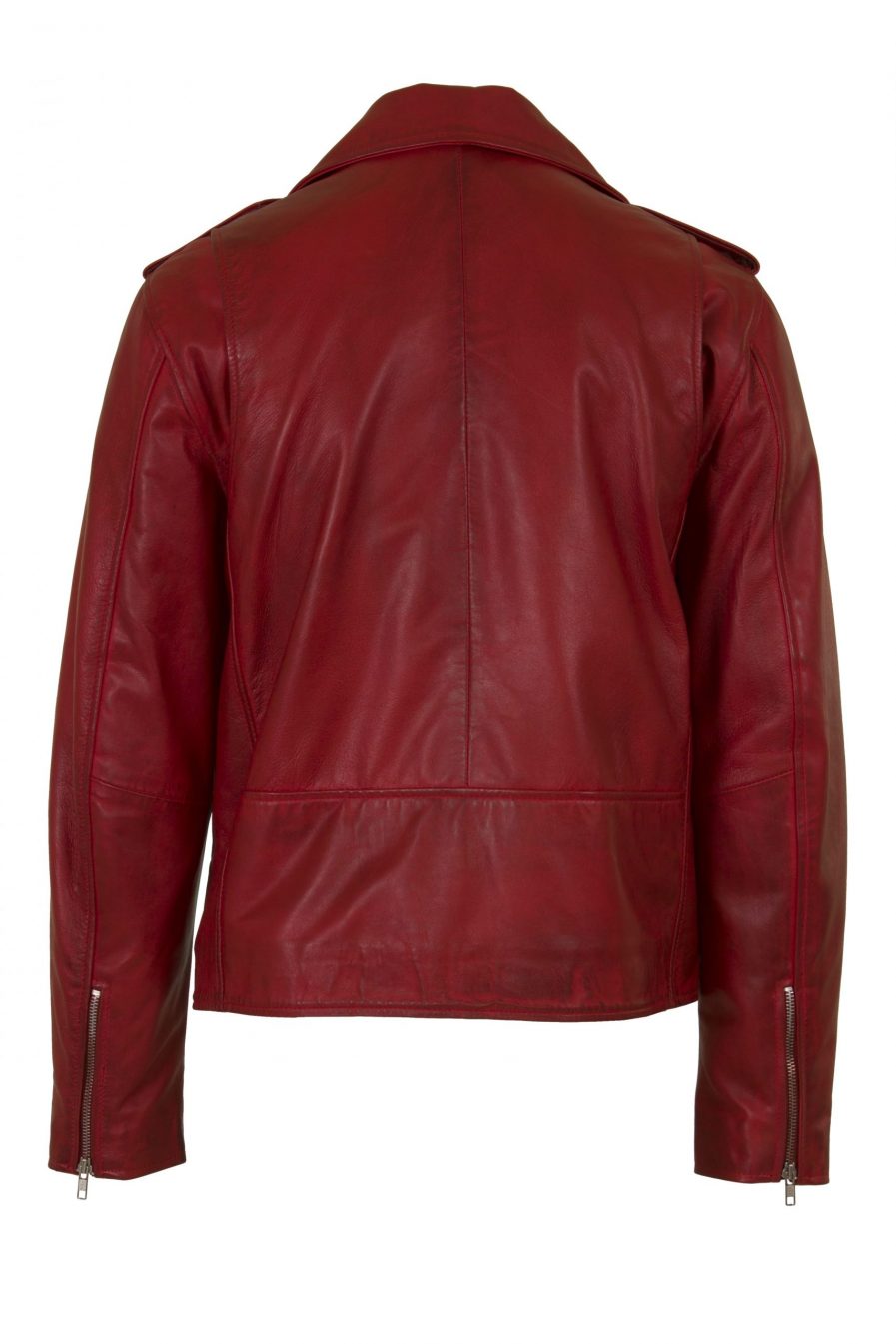 Bold Red Leather Biker Jacket