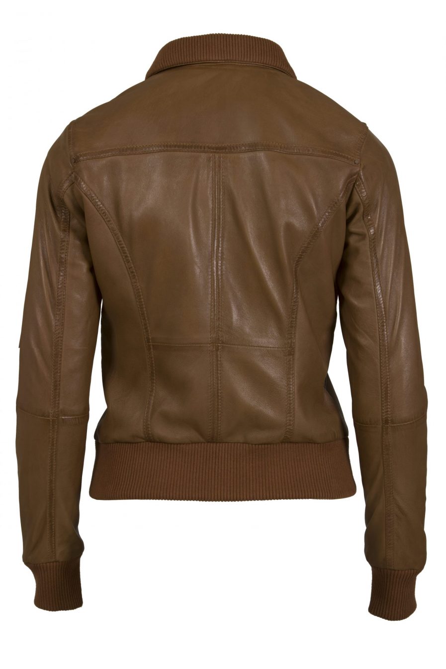 Brown Leather Bomber Jacket