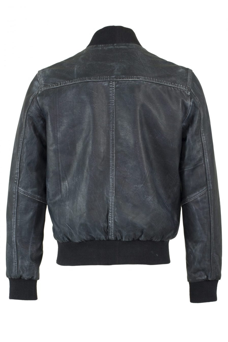 Vintage Black Leather Bomber Jacket