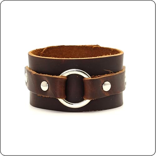 Circle Pattern Wristband Wide Leather Cuff Bracelet