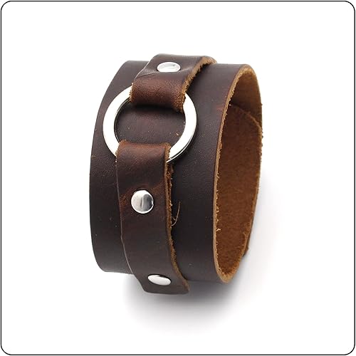 Circle Pattern Wristband Wide Leather Cuff Bracelet